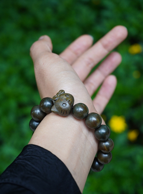 高品绿檀手串 保真老料绿檀 正宗阿根廷老绿檀手串 Kitty 猫手串