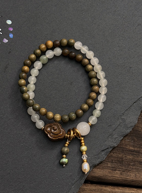 一安手作 正宗绿檀木老料手串 双圈定制清冷感手链 按手围定制