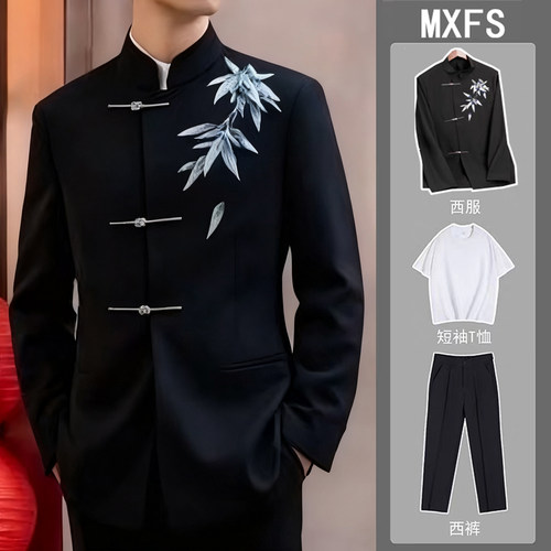 新中式男士订婚衣服套装