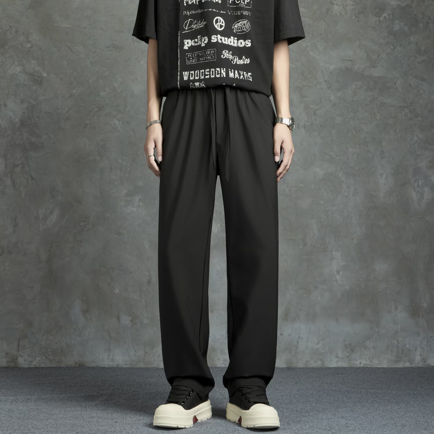 夏季薄款男裤垂感免熨休闲裤ins文艺中高腰美式高街宽松潮流裤子