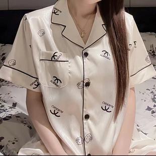 冰丝短袖 2025新款 睡衣女夏季 短裤 家居服 薄款 卡通夏天仿真丝绸夏款