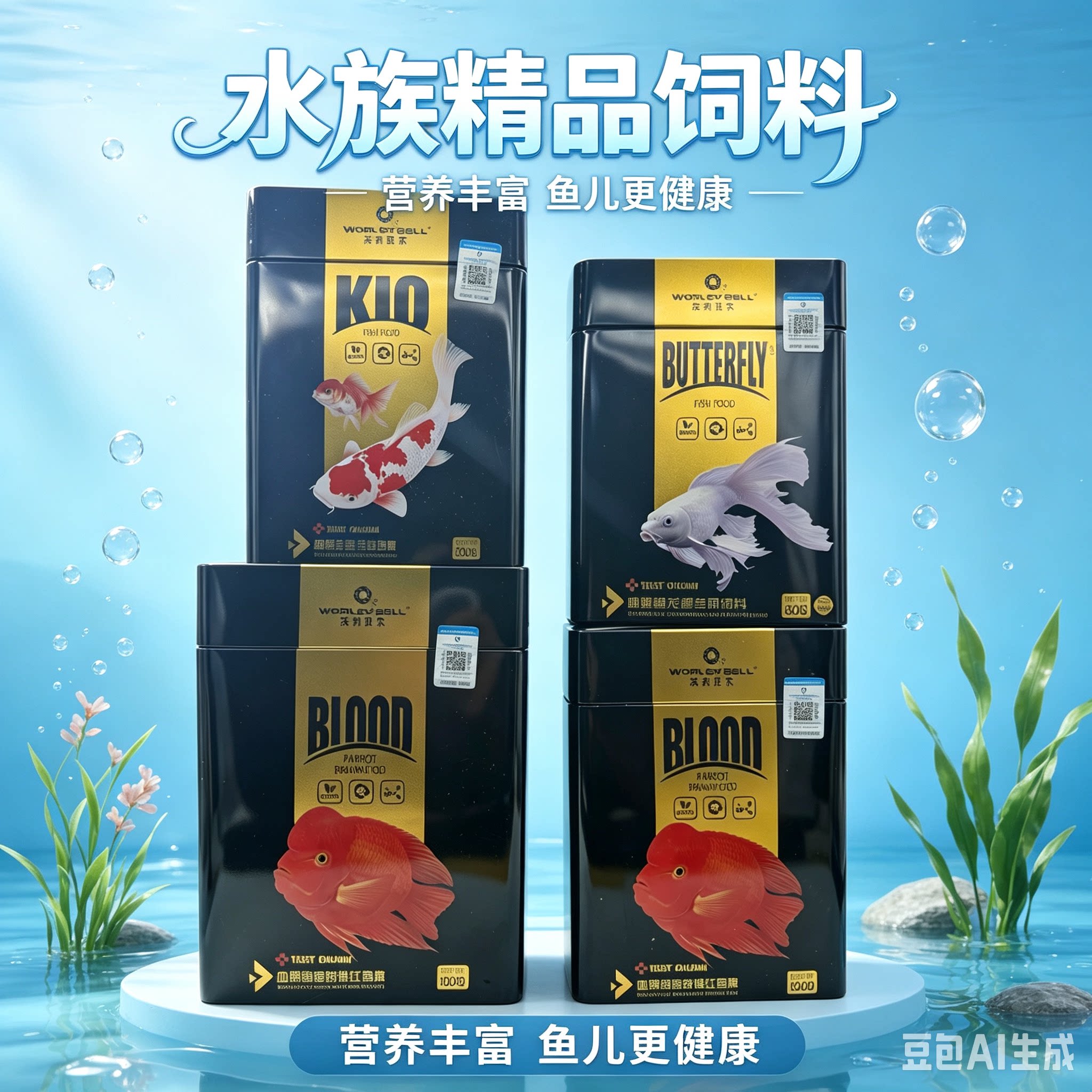 增色增体沃利贝尔鱼食血鹦鹉鱼蝴蝶鲤饲料锦鲤金鱼饲料混养鱼鱼粮