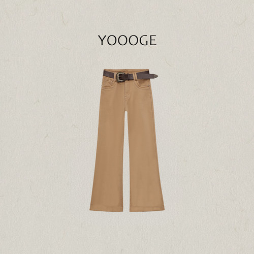 右格Jeans 【摩登裤2.0】显腿长加绒微喇裤牛仔裤女休闲筒喇裤