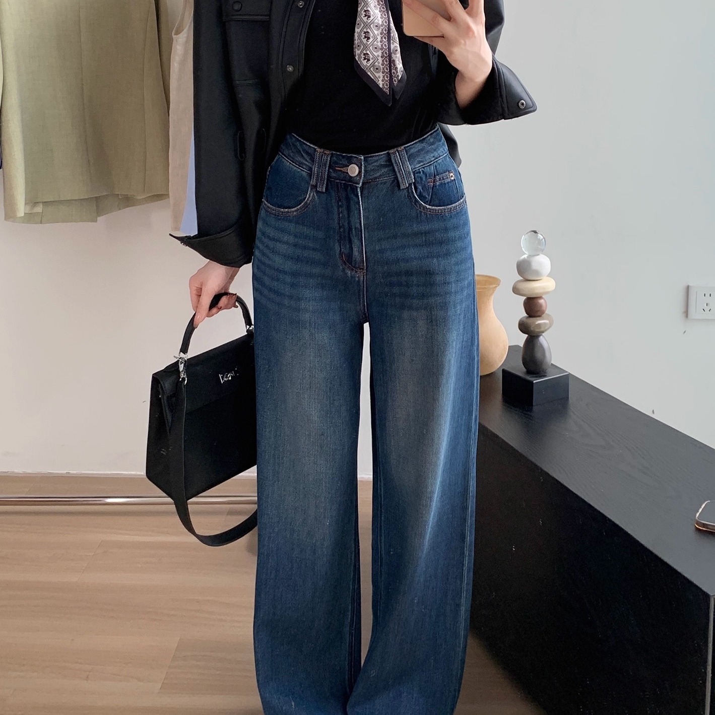 右格Jeans牛仔裤女休闲拖地裤