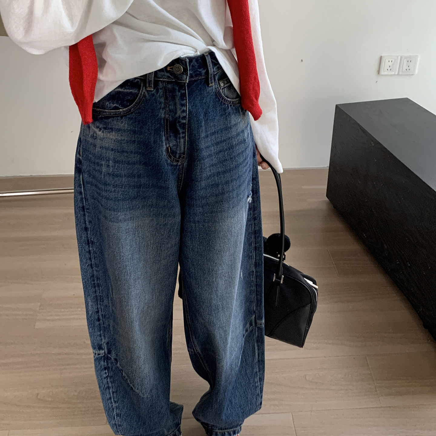右格Jeans牛仔裤女2025年秋季新款宽松高腰显瘦阔腿长裤#YX80030