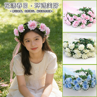 ins森林系花朵新娘花环头饰度假配饰婚纱摄影写真绿植婚礼发饰