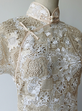 伊美人 2023年春夏新品 灰紫色 丝绒 复古日常 半开襟 日常 旗袍