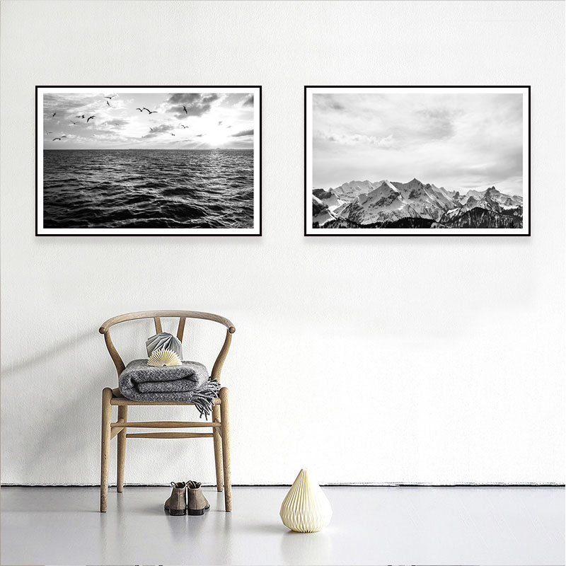 黑白风景摄影装饰画办公室工业风现代简约客厅沙发背景墙壁画艺术