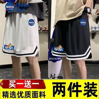NASA短裤男士夏季冰丝薄款运动裤美式篮球训练休闲裤宽松五分裤男