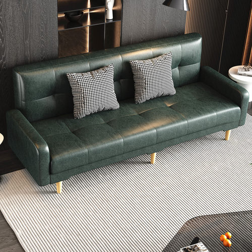 油蜡皮艺PU皮布艺沙发租房民宿科技布可折叠两用小户型三人沙发床