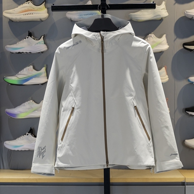 李宁女子连帽宽松单层冲锋衣