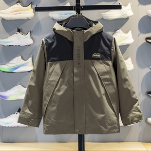 李宁2025冬季男大童加绒防泼水宽松三合一运动风衣套装YWBV049