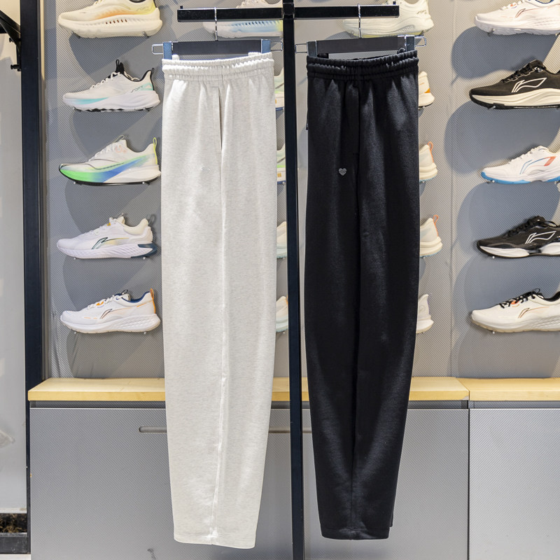 李宁女子卫裤2025秋季新款运动潮流系列直筒宽松休闲长裤AKLVC12