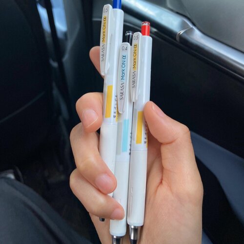 ZEBRA斑马低重心中性笔荧光笔不易晕染不墨迹黑红蓝按动式JJZ111