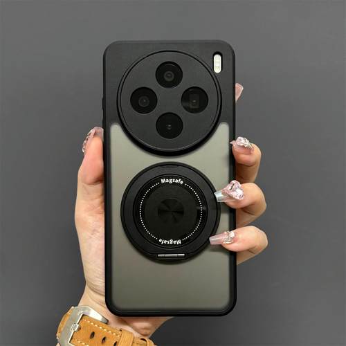 新款带磁吸支架适用vivox200手机壳X200Promini全包x100ultra防摔100Spro高级感小众耐脏男女高档简约个性360