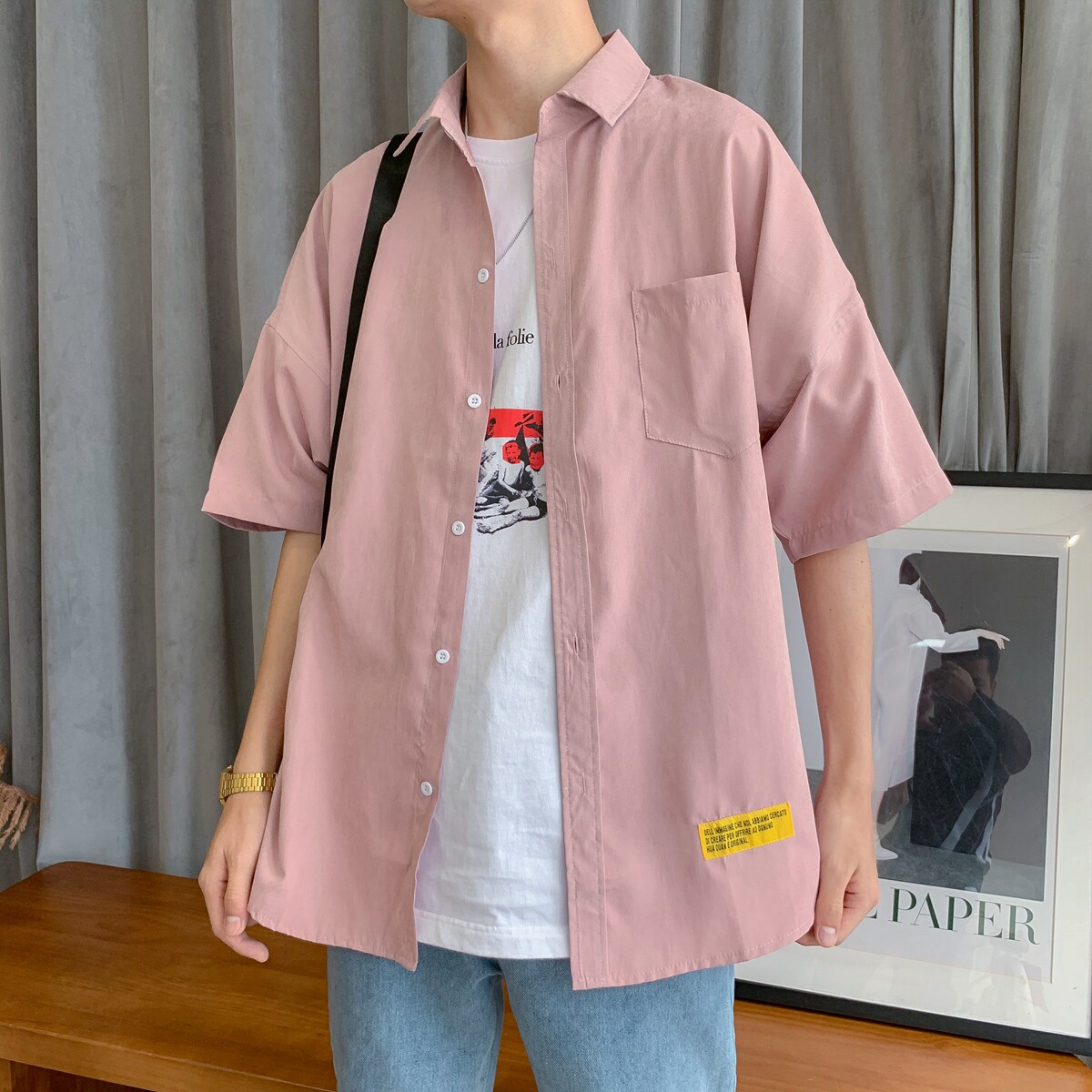 summer new pattern Solid Short sleeved shirt Easy Elbow sleeve shirt man Korean Edition Trend Cardigan coat jacketin the Men's clothing, Shirt  category - from Buy2taobao.com to provide professional Taobao agent buy service