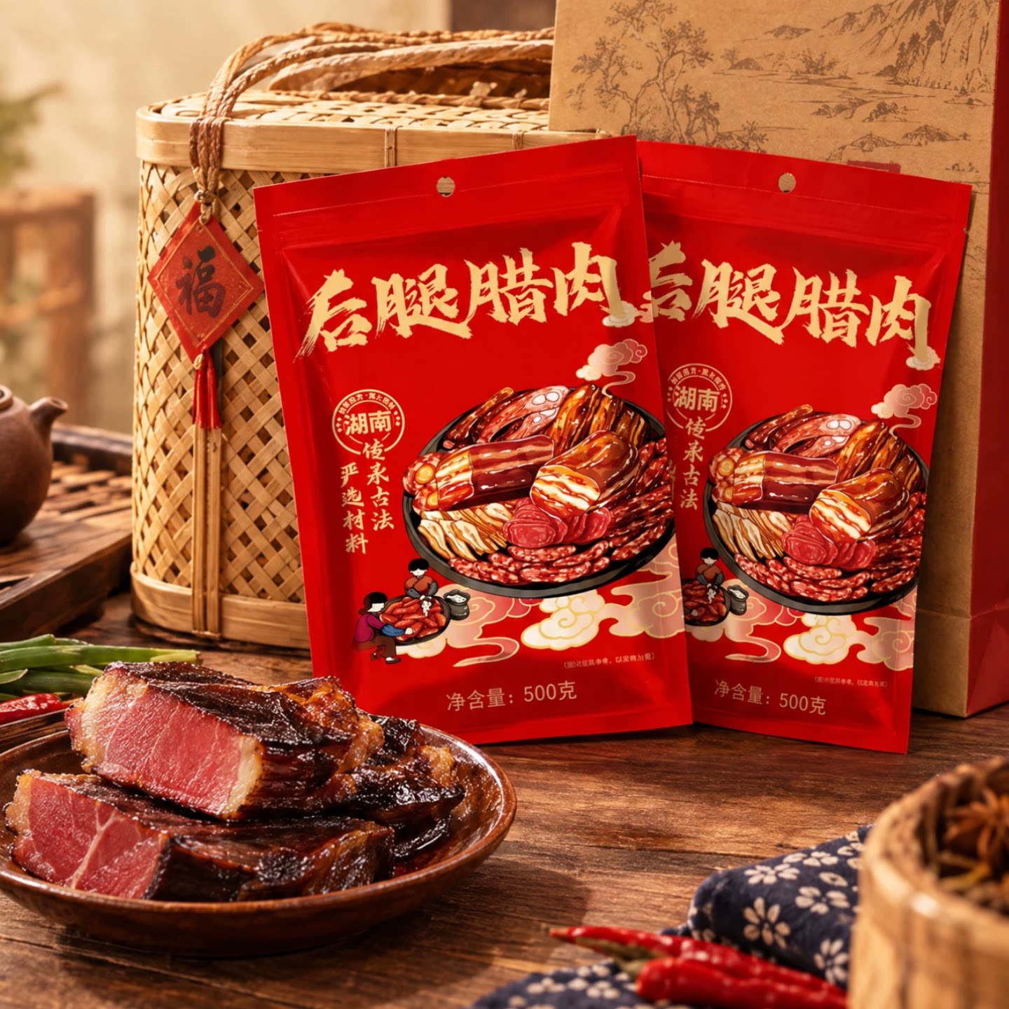 湖南特产腊肠排骨五花咸肉后腿肉