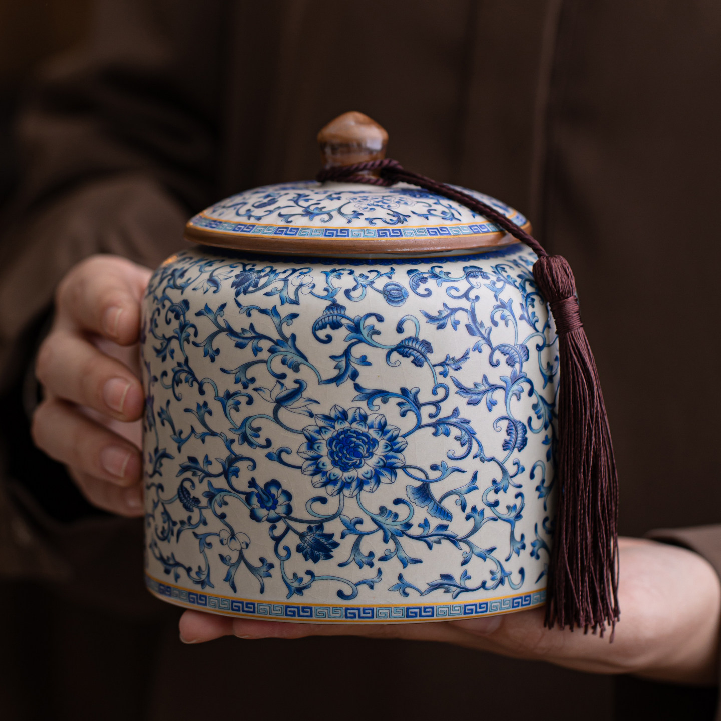 青花汝窑陶瓷茶叶罐精品高档绿茶白茶普洱茶防潮罐中式密封储存罐,餐饮具,茶叶罐,淘宝优惠券,粉丝福利购,淘宝优惠卷