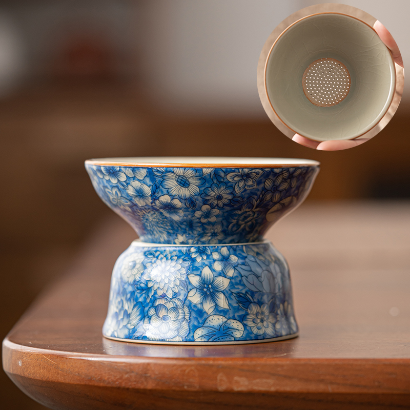 晨翔汝窑繁花茶漏泡茶滤茶器