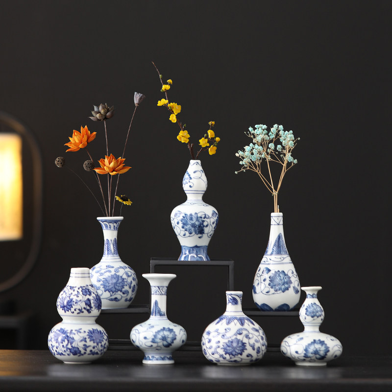晨翔青花瓷陶瓷小花瓶迷你摆件客厅插花水养小号博古架桌面装饰品,家居饰品,花瓶,淘宝优惠券,粉丝福利购,淘宝优惠卷