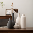 黑白简约陶瓷花瓶水养北欧现代创意家居客厅餐桌干花插花装 饰摆件