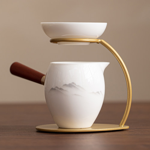 羊脂玉白瓷一体茶滤公道杯