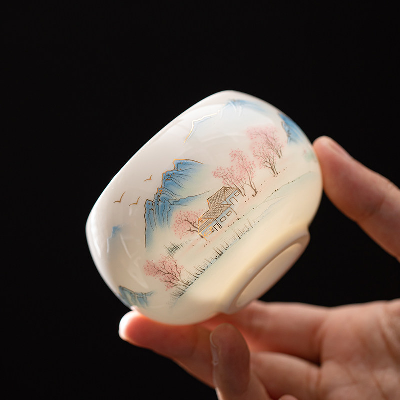 晨翔羊脂玉瓷茶杯陶瓷主人杯个人专用高档品茗杯单个功夫茶盏茶碗,餐饮具,茶杯,淘宝优惠券,粉丝福利购,淘宝优惠卷