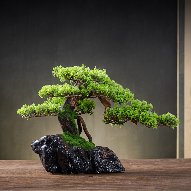 仿真迎客松客盆景办公室新绿植厅玄关饰品罗汉松酒店