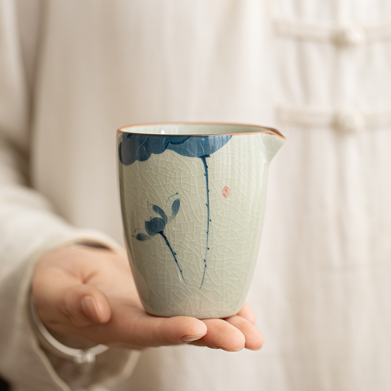 复古哥窑手绘公道杯家用匀茶茶道配件陶瓷公杯大小号茶海分茶器