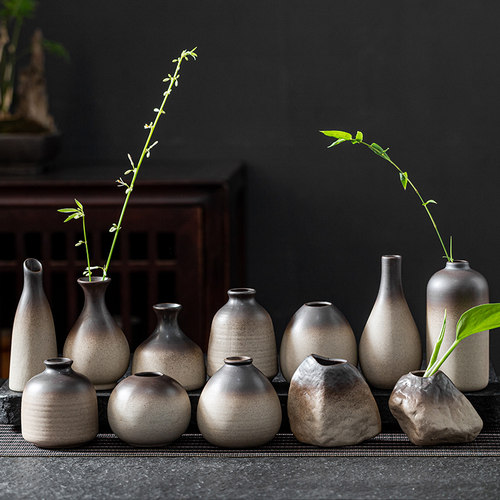 粗陶复古风手工陶瓷茶具水培花器