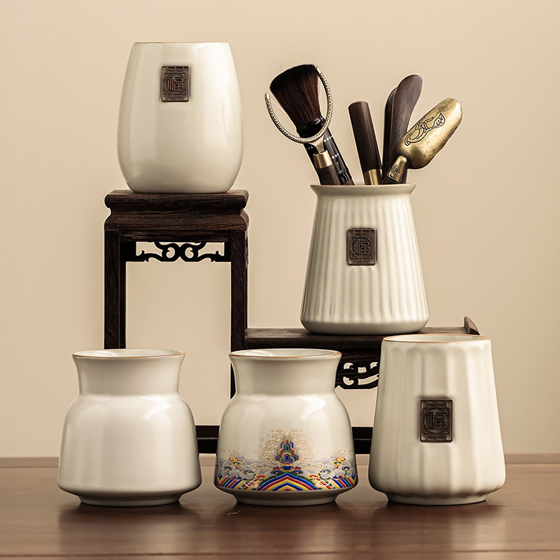 晨翔汝窑茶道六君子收纳桶单个茶筒茶具配件收纳盒办公室笔筒花插,餐饮具,茶道/零配,淘宝优惠券,粉丝福利购,淘宝优惠卷