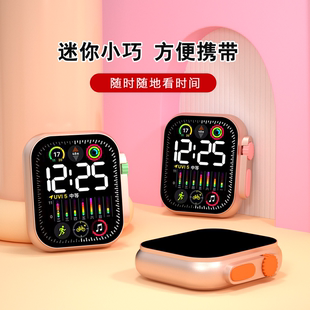 智能彩屏时钟表简约学生男女迷你防水电子表数字夜光多功能小时钟