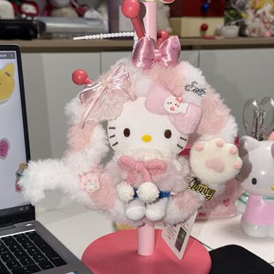 猫咪花环挂饰超软萌猫咪尾巴Kitty包挂件车挂毛绒公仔玩偶钥匙扣