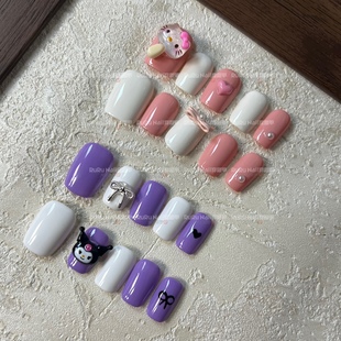 Nail·纯手工穿戴甲·库洛米HelloKitty·原相机直拍无滤镜 RuRu