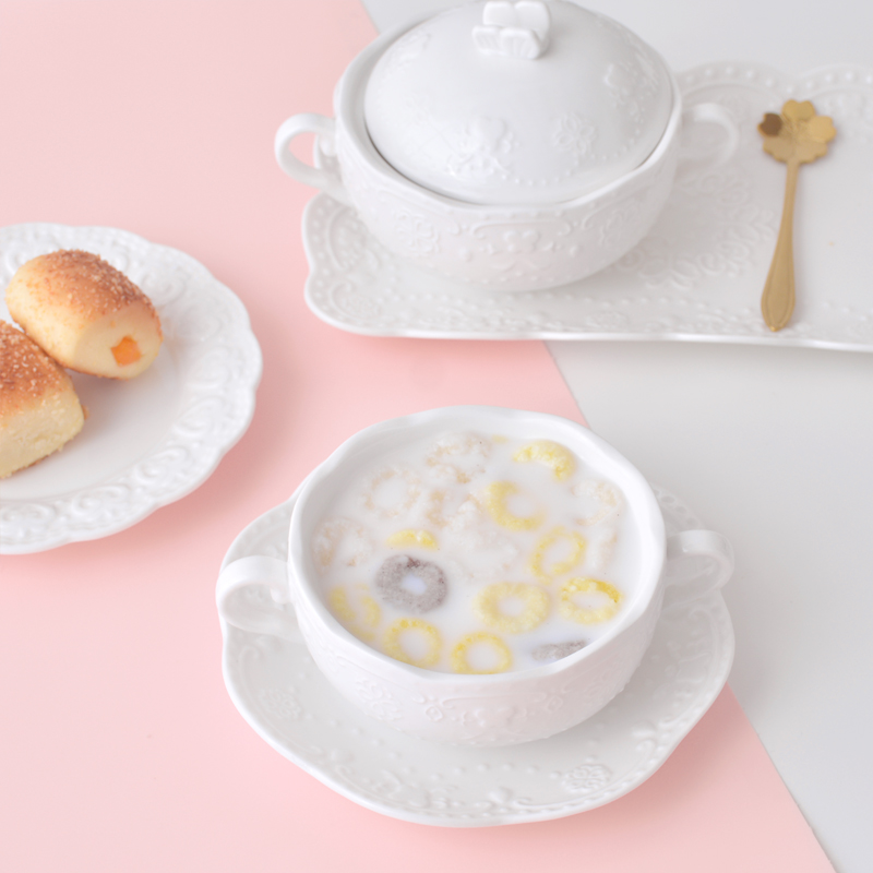 欧式浮雕燕窝小碗鱼翅银耳汤陶瓷