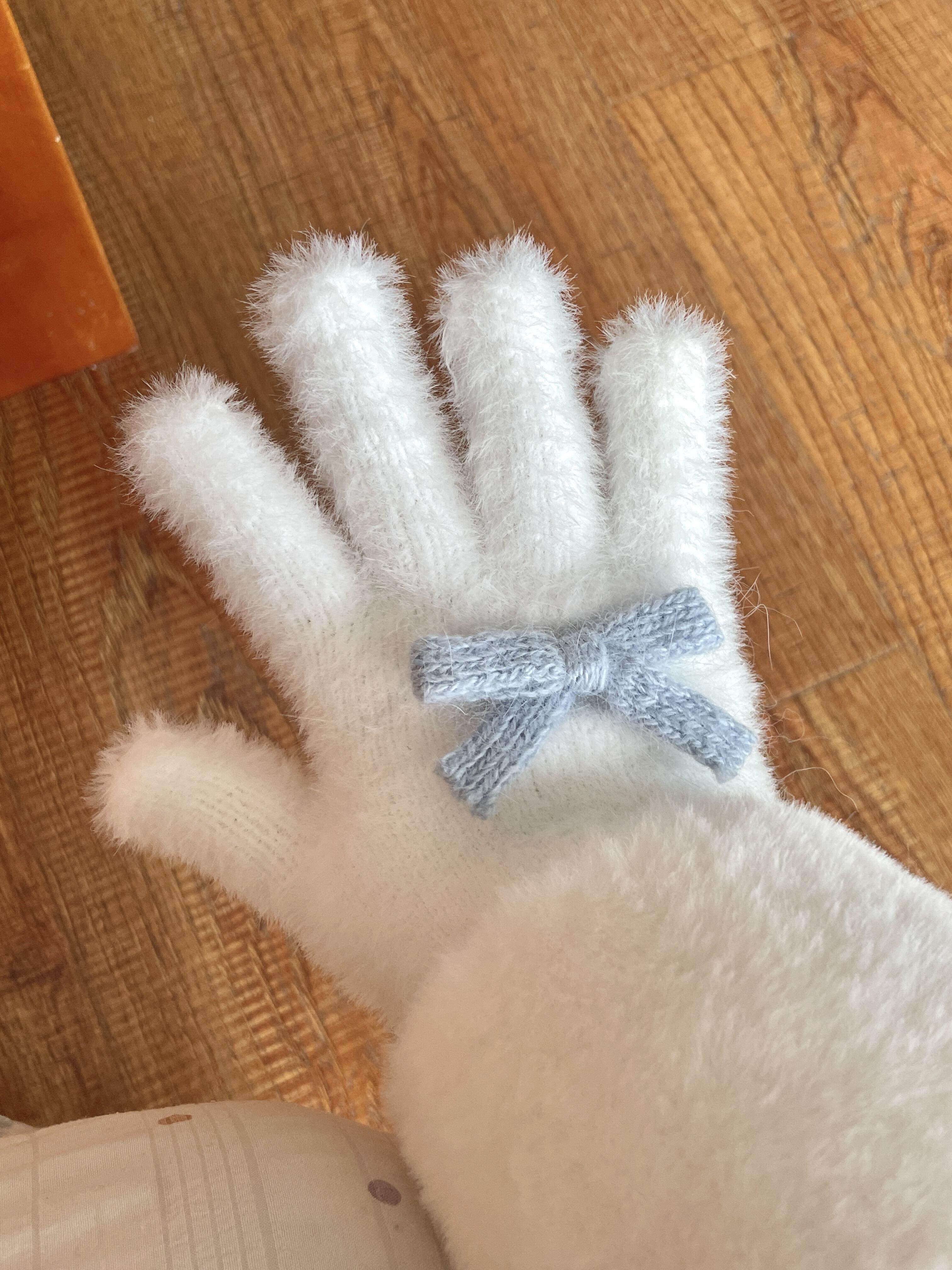 针织毛线蝴蝶结毛绒手套2025新款冬季骑行加绒加厚百搭保暖可触屏,服饰配件/皮带/帽子/围巾,手套,淘宝优惠券,粉丝福利购,淘宝优惠卷