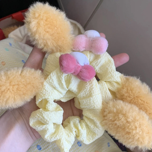 可爱饼饼蝴蝶结可安琪厨师毛茸茸发圈马尾大肠软萌发绳甜美发饰女