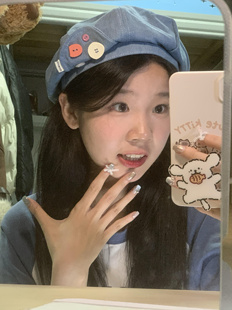 童趣纽扣贝雷帽夏季日系百搭显脸小学院风甜美牛仔复古八角画家帽