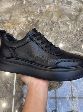 2026春季新款真皮男鞋黑色厚底休闲板鞋时尚透气百搭高端潮流男鞋