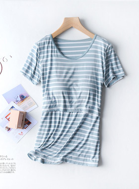 哺乳衣短袖 莫代尔喂奶衣外出孕妇产后月子服上衣T恤打底衫薄款夏