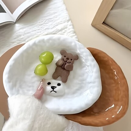 复古饺子盘子带醋碟家用陶瓷碟子早餐分格餐盘高级感沙拉盘菜盘子