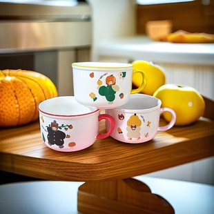 招财猫可爱陶瓷碗带把手泡面碗家用早餐泡面杯大号带盖上班族面碗