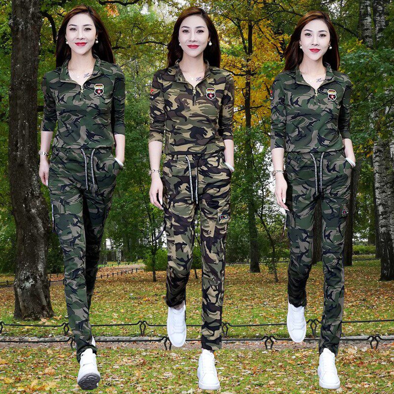 户外迷彩服套装女秋季