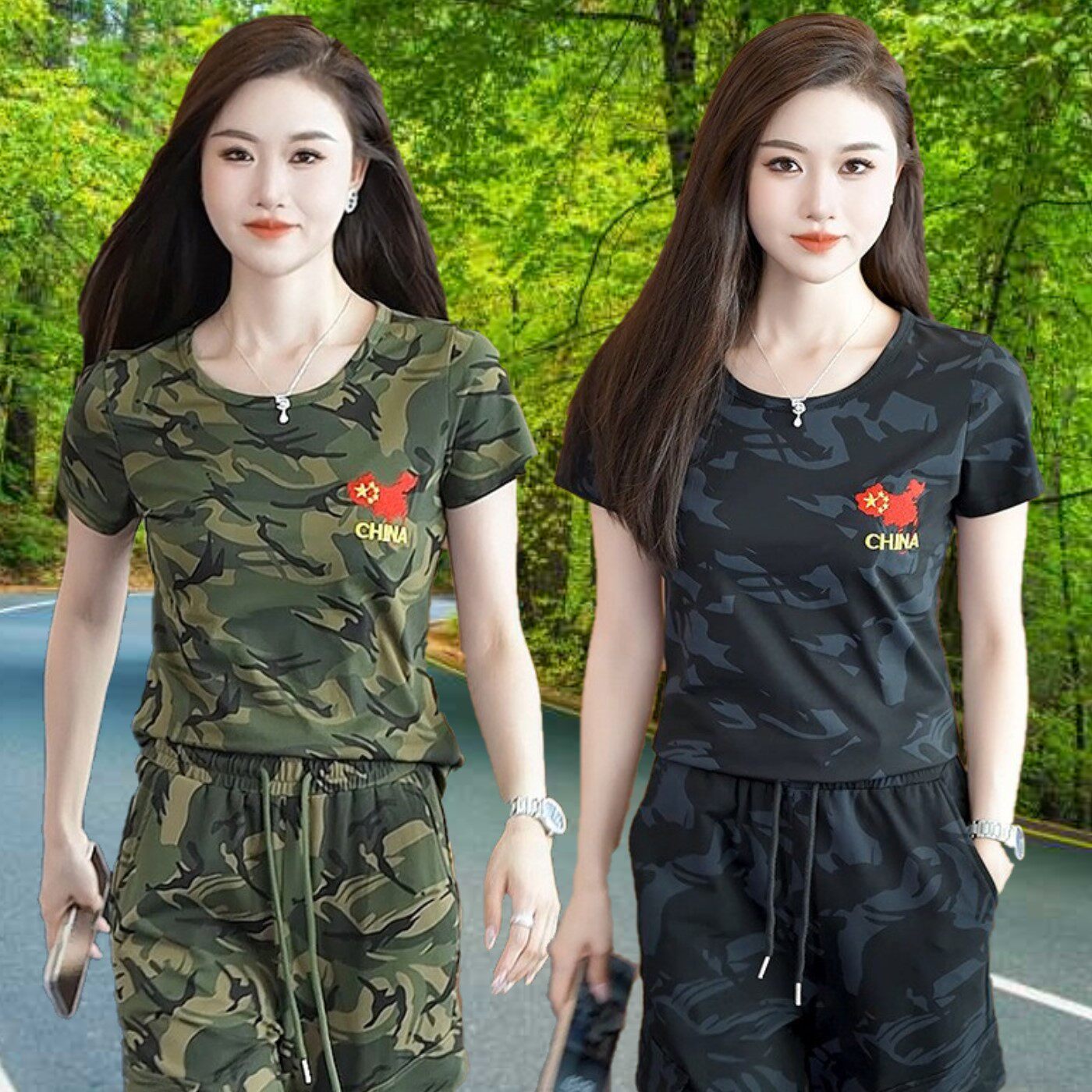 户外迷彩短袖T恤女2026夏季新款