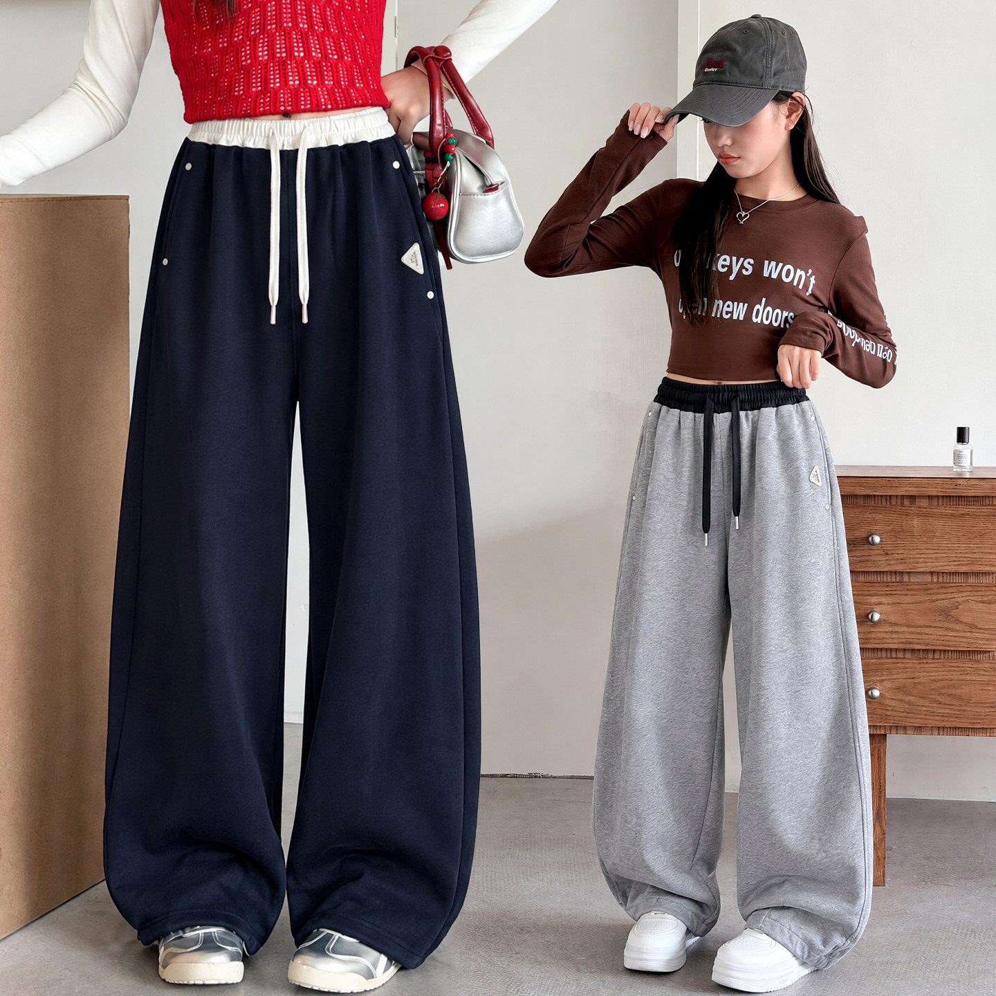 女童春秋韩版直筒运动卫裤