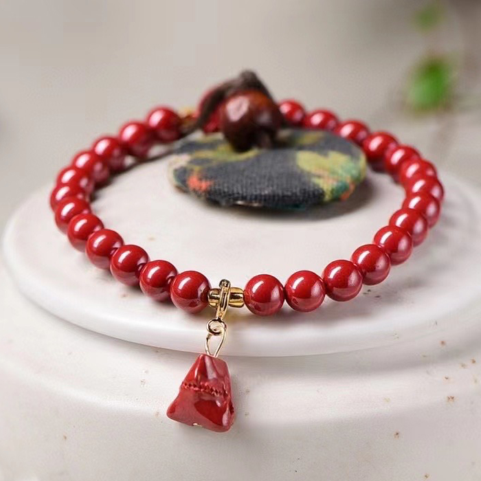 天然朱砂手链 紫金砂朱砂手串 老矿紫金砂手链 紫金砂手串