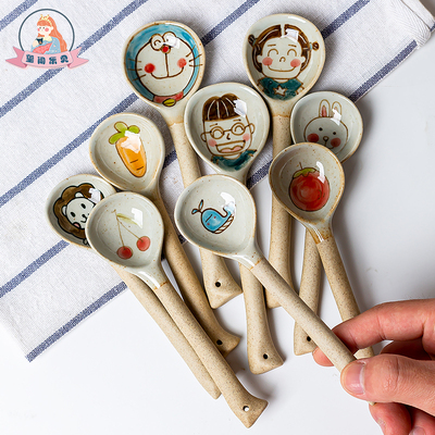 玺闻乐见创意可爱手工陶瓷勺勺子