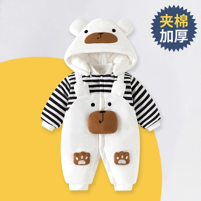2025新款婴儿连体衣棉服保暖加厚可爱超萌哈衣夹棉洋气外出服冬季