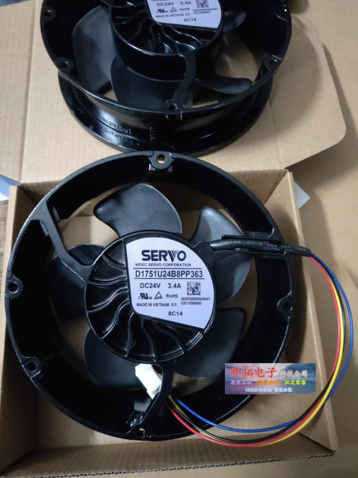 原装日本NIDEC D1751U24B8PP366/363/340 DC24V 3.4A 4线 17CM