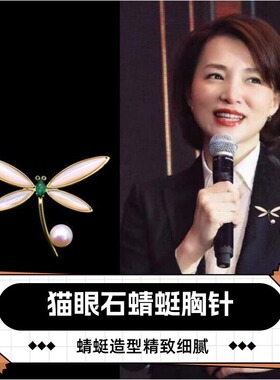 达令 猫眼石蜻蜓胸针 女士文艺范胸花 礼服西装大衣外套毛衣别针